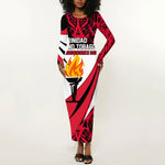 Trinidad And Tobago Independence Day Long Sleeve Bodycon Dress Freedom Torch Heritage Symbols