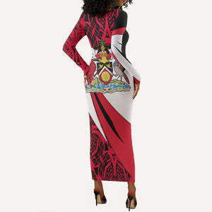 Trinidad And Tobago Independence Day Long Sleeve Bodycon Dress Freedom Torch Heritage Symbols