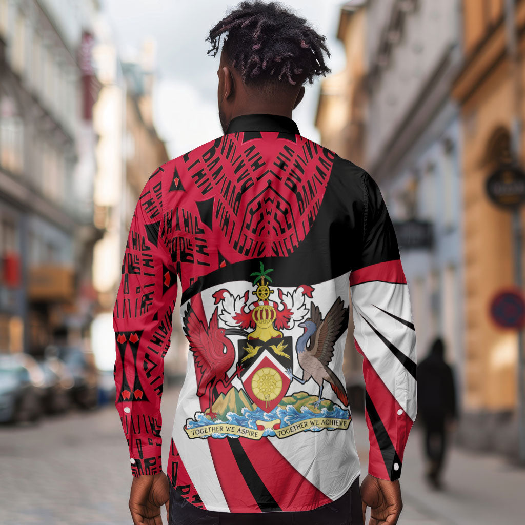 Trinidad And Tobago Independence Day Long Sleeve Button Shirt Freedom Torch Heritage Symbols