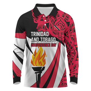 Trinidad And Tobago Independence Day Long Sleeve Polo Shirt Freedom Torch Heritage Symbols