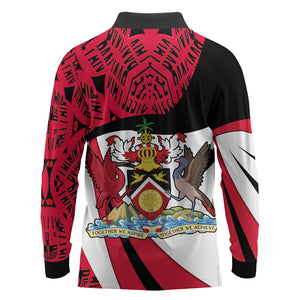 Trinidad And Tobago Independence Day Long Sleeve Polo Shirt Freedom Torch Heritage Symbols