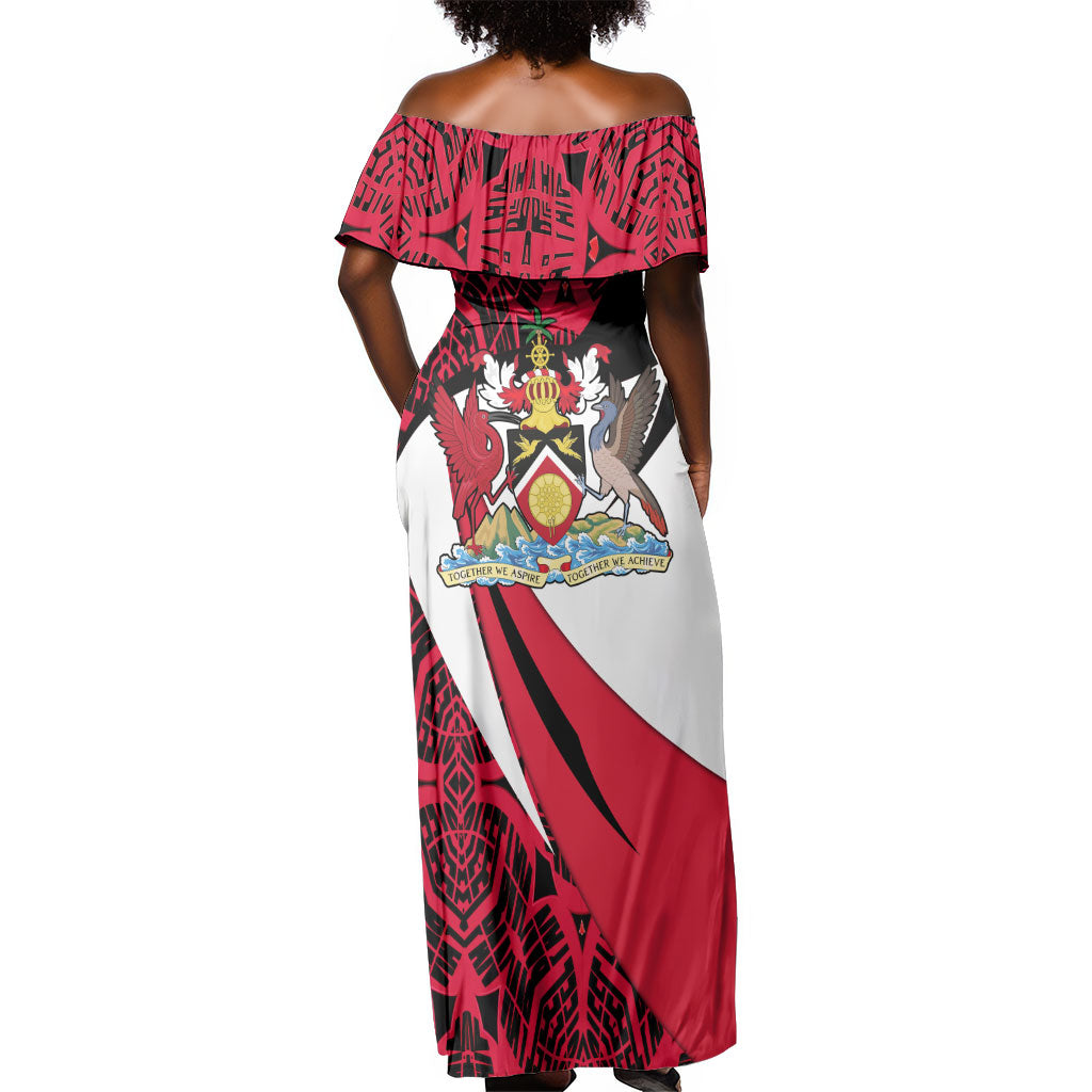 Trinidad And Tobago Independence Day Off Shoulder Maxi Dress Freedom Torch Heritage Symbols