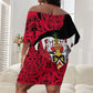 Trinidad And Tobago Independence Day Off Shoulder Short Dress Freedom Torch Heritage Symbols
