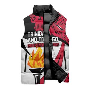 Trinidad And Tobago Independence Day Sleeveless Puffer Jacket Freedom Torch Heritage Symbols
