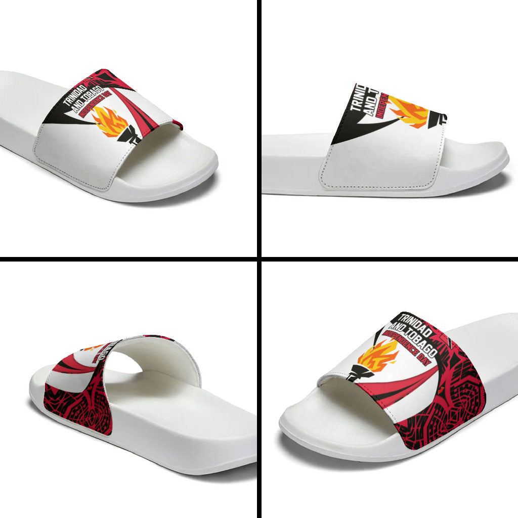Trinidad And Tobago Independence Day Slide Sandals Freedom Torch Heritage Symbols