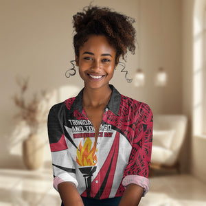 Trinidad And Tobago Independence Day Women Casual Shirt Freedom Torch Heritage Symbols