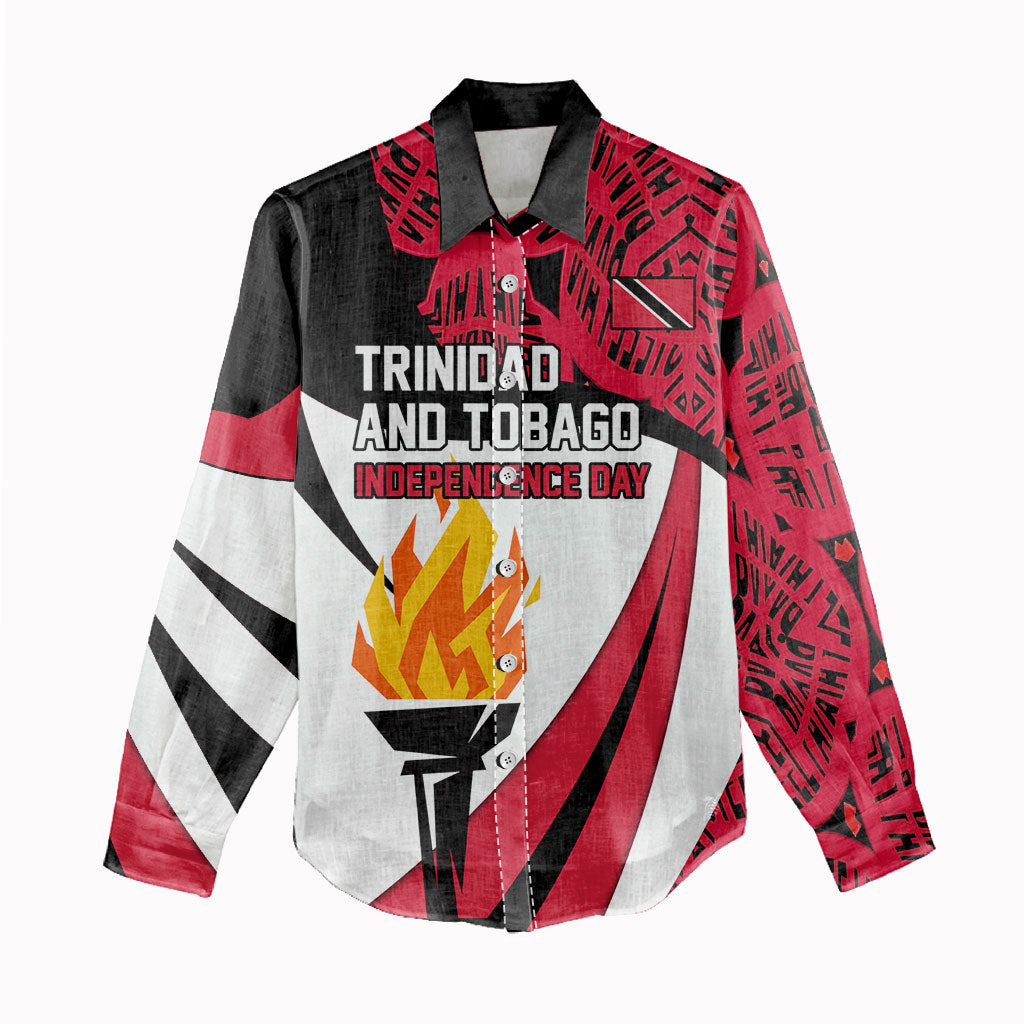 Trinidad And Tobago Independence Day Women Casual Shirt Freedom Torch Heritage Symbols