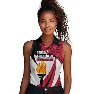Trinidad And Tobago Independence Day Women Sleeveless Polo Shirt Freedom Torch Heritage Symbols