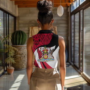 Trinidad And Tobago Independence Day Women Sleeveless Polo Shirt Freedom Torch Heritage Symbols