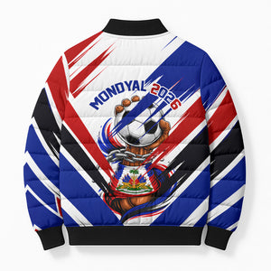 Haiti World Football Mondyal 2026 Bomber Puffer Jacket Pride Ayiti Caribbean Culture Patriotic Crest