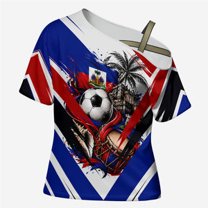 Haiti World Football Mondyal 2026 Cross Shoulder Shirt Pride Ayiti Caribbean Culture Patriotic Crest