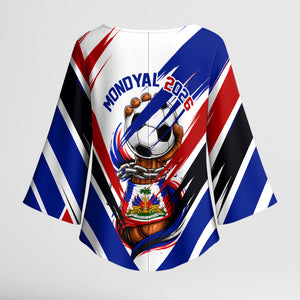 Haiti World Football Mondyal 2026 Kimono Sleeve Blouse Pride Ayiti Caribbean Culture Patriotic Crest