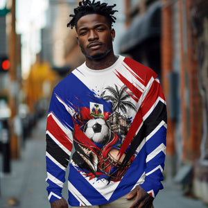 Haiti World Football Mondyal 2026 Long Sleeve Shirt Pride Ayiti Caribbean Culture Patriotic Crest