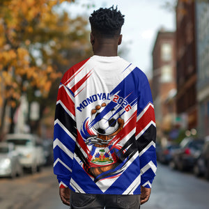 Haiti World Football Mondyal 2026 Long Sleeve Shirt Pride Ayiti Caribbean Culture Patriotic Crest