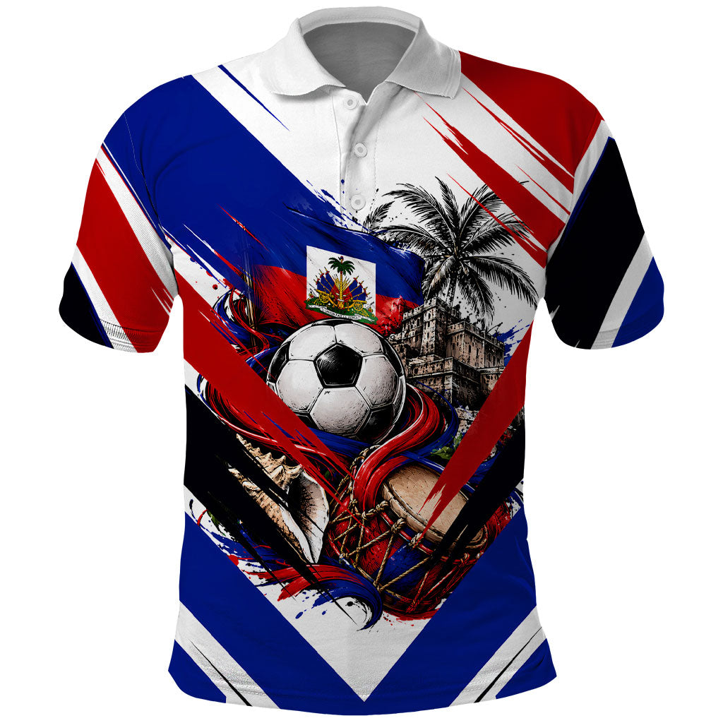 Haiti World Football Mondyal 2026 Polo Shirt Pride Ayiti Caribbean Culture Patriotic Crest