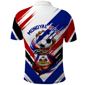Haiti World Football Mondyal 2026 Polo Shirt Pride Ayiti Caribbean Culture Patriotic Crest