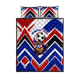 Haiti World Football Mondyal 2026 Quilt Bed Set Pride Ayiti Caribbean Culture Patriotic Crest
