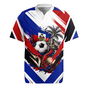 Haiti World Football Mondyal 2026 Rugby Jersey Pride Ayiti Caribbean Culture Patriotic Crest