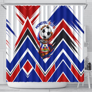 Haiti World Football Mondyal 2026 Shower Curtain Pride Ayiti Caribbean Culture Patriotic Crest