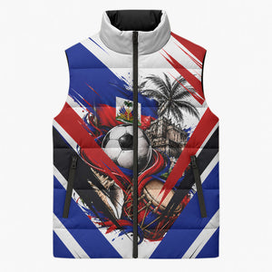 Haiti World Football Mondyal 2026 Sleeveless Puffer Jacket Pride Ayiti Caribbean Culture Patriotic Crest