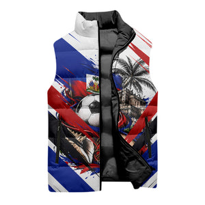 Haiti World Football Mondyal 2026 Sleeveless Puffer Jacket Pride Ayiti Caribbean Culture Patriotic Crest