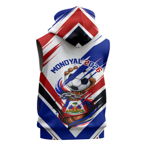 Haiti World Football Mondyal 2026 Sleeveless Zip Hoodie Pride Ayiti Caribbean Culture Patriotic Crest