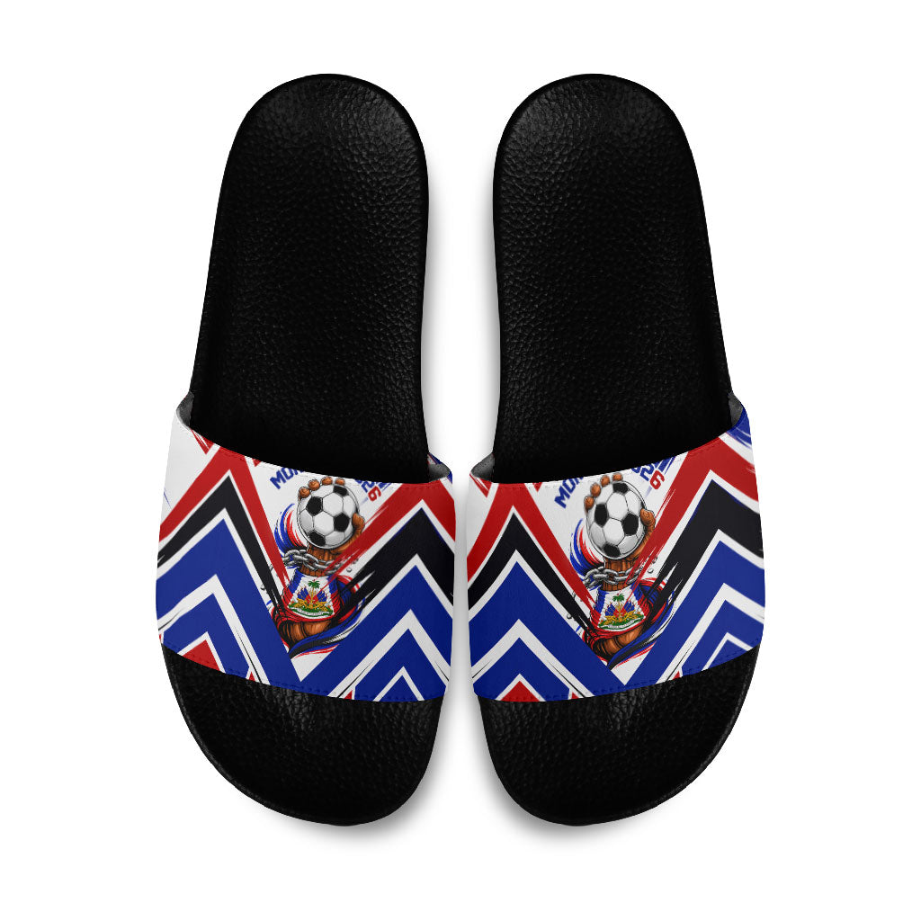 Haiti World Football Mondyal 2026 Slide Sandals Pride Ayiti Caribbean Culture Patriotic Crest