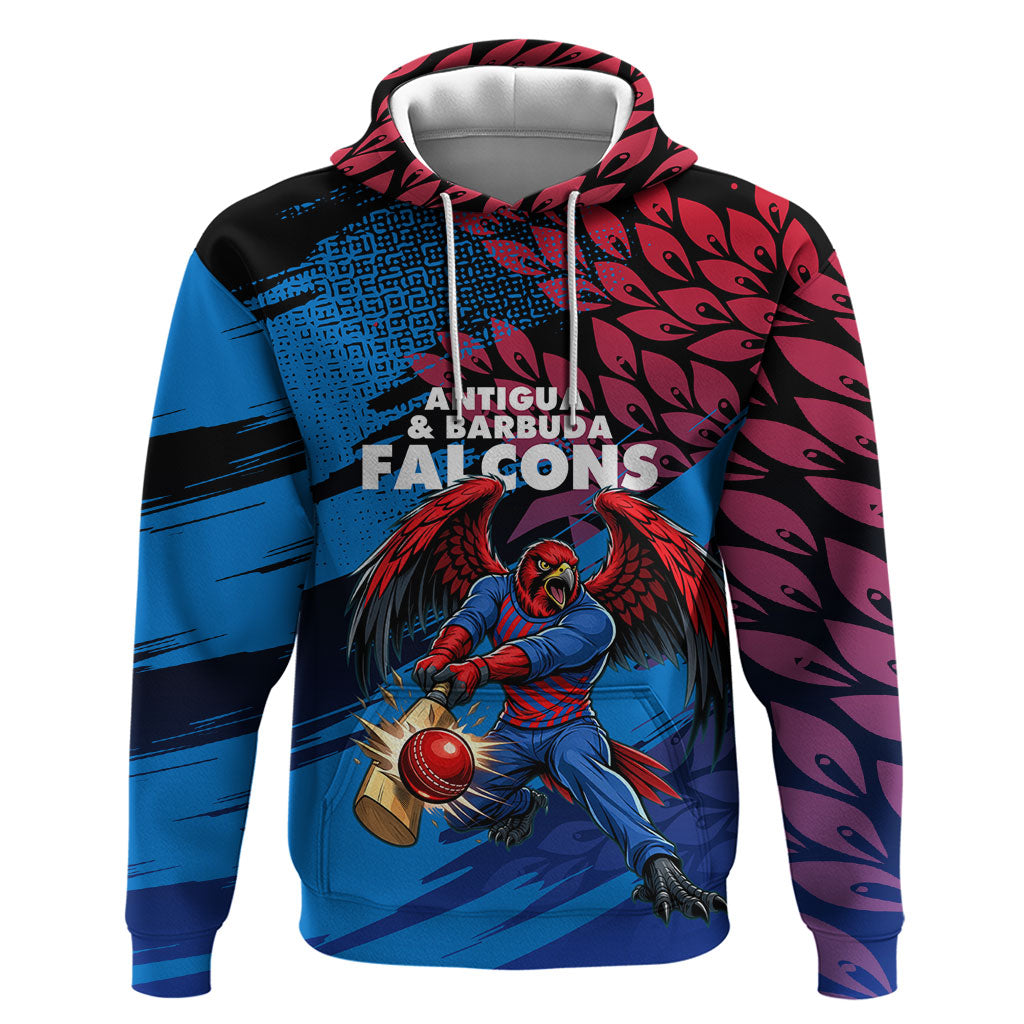 Personalized Antigua And Barbuda Cricket Zip Hoodie Falcons Mascot Sport Style