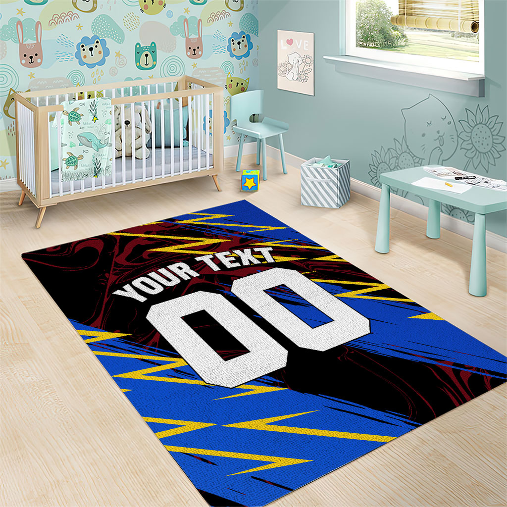 Personalized Antigua And Barbuda Cricket Area Rug Falcons Caribbean Lightning Abstract Graphic