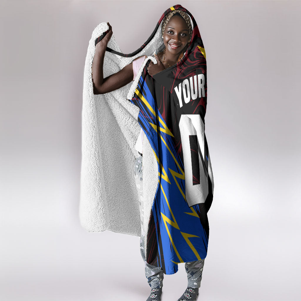 Personalized Antigua And Barbuda Cricket Hooded Blanket Falcons Caribbean Lightning Abstract Graphic