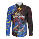 Personalized Antigua And Barbuda Cricket Long Sleeve Button Shirt Falcons Caribbean Lightning Abstract Graphic