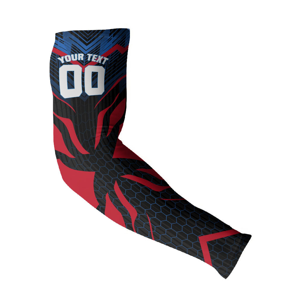 Personalized Antigua And Barbuda Cricket Falcons Arm Sleeves Abstract Hexagon Pattern Sport