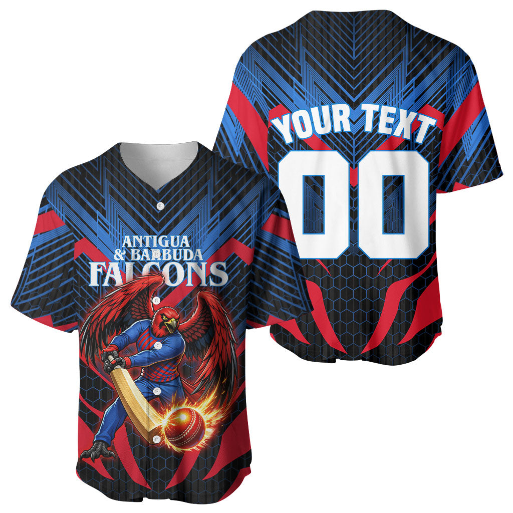 Personalized Antigua And Barbuda Cricket Falcons Baseball Jersey Abstract Hexagon Pattern Sport