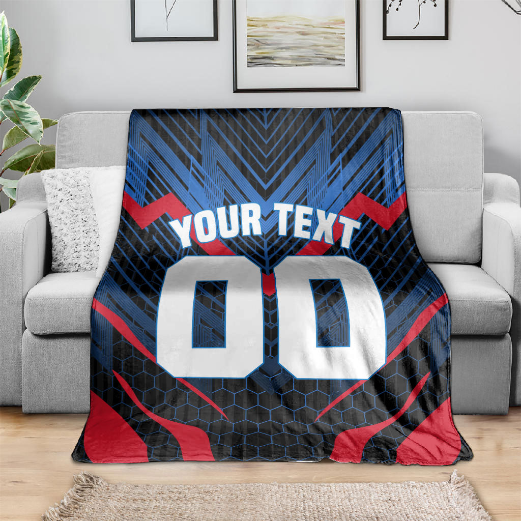 Personalized Antigua And Barbuda Cricket Falcons Blanket Abstract Hexagon Pattern Sport