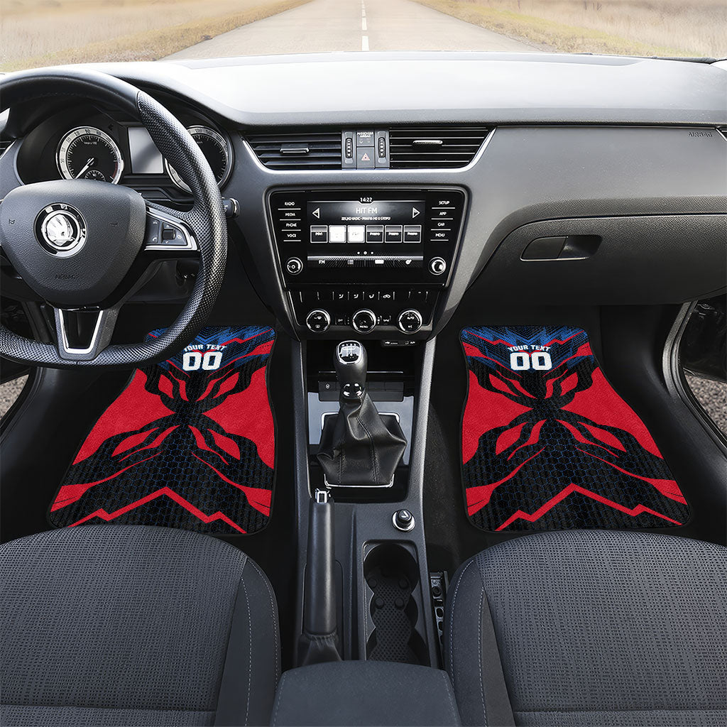 Personalized Antigua And Barbuda Cricket Falcons Car Mats Abstract Hexagon Pattern Sport