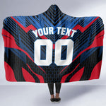 Personalized Antigua And Barbuda Cricket Falcons Hooded Blanket Abstract Hexagon Pattern Sport