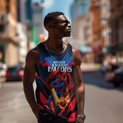 Personalized Antigua And Barbuda Cricket Falcons Men Tank Top Abstract Hexagon Pattern Sport