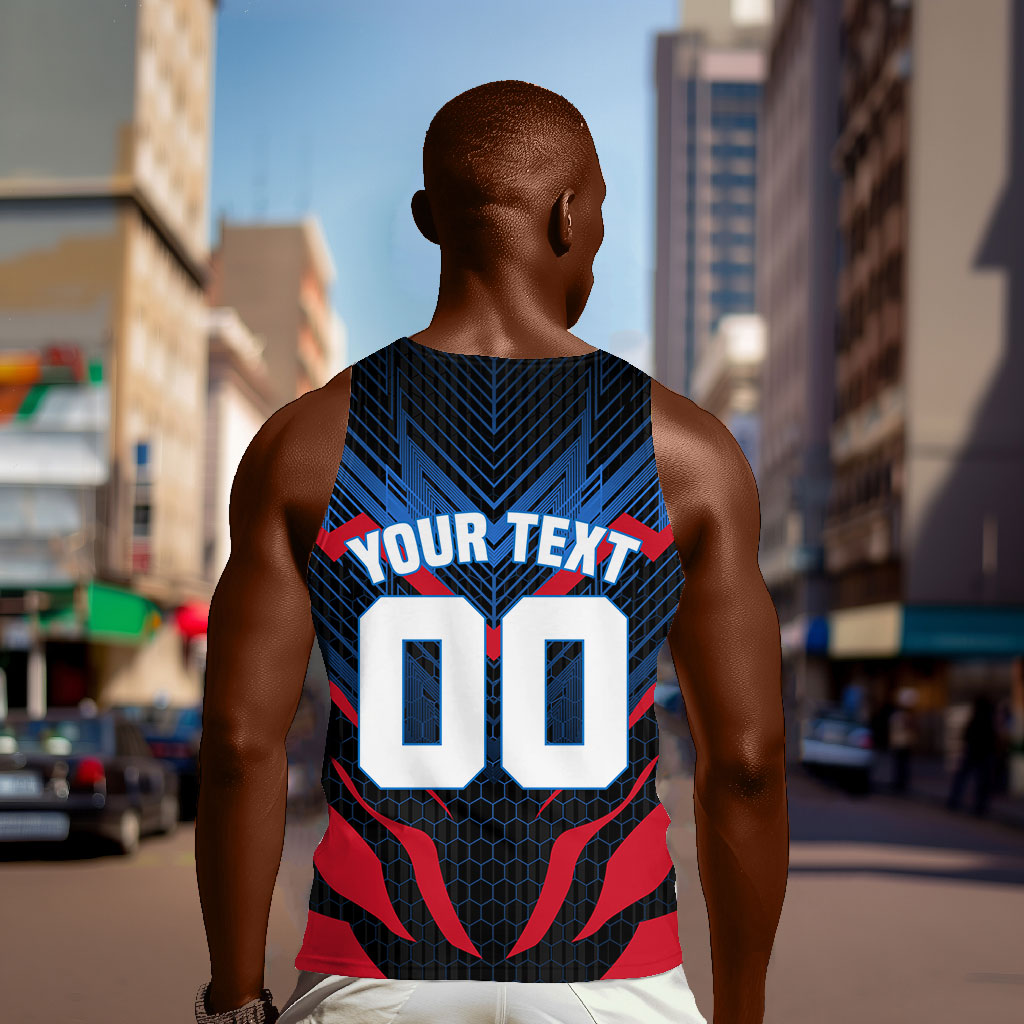 Personalized Antigua And Barbuda Cricket Falcons Men Tank Top Abstract Hexagon Pattern Sport