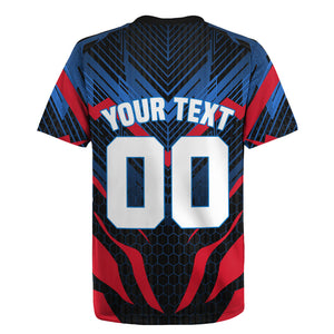 Personalized Antigua And Barbuda Cricket Falcons Rugby Jersey Abstract Hexagon Pattern Sport