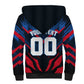 Personalized Antigua And Barbuda Cricket Falcons Sherpa Hoodie Abstract Hexagon Pattern Sport
