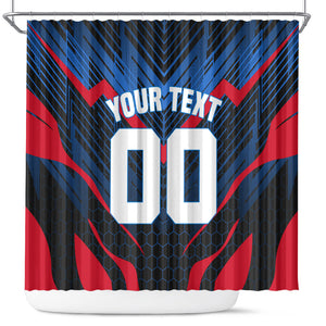 Personalized Antigua And Barbuda Cricket Falcons Shower Curtain Abstract Hexagon Pattern Sport