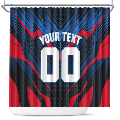 Personalized Antigua And Barbuda Cricket Falcons Shower Curtain Abstract Hexagon Pattern Sport