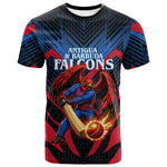 Personalized Antigua And Barbuda Cricket Falcons T shirt Abstract Hexagon Pattern Sport