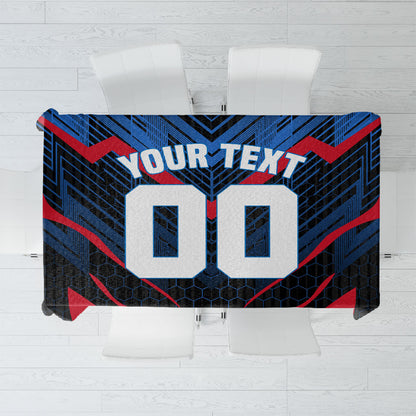 Personalized Antigua And Barbuda Cricket Falcons Tablecloth Abstract Hexagon Pattern Sport