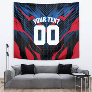 Personalized Antigua And Barbuda Cricket Falcons Tapestry Abstract Hexagon Pattern Sport
