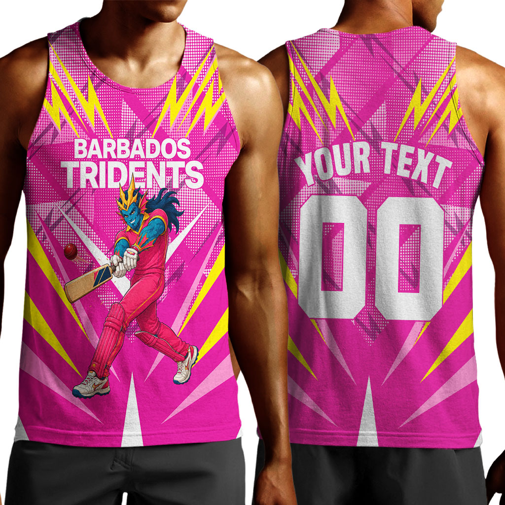 Personalized Barbados Tridents Men Tank Top Cricket Mascot Dynamic Anime Art