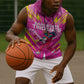Personalized Barbados Tridents Sleeveless Hoodie Cricket Mascot Dynamic Anime Art