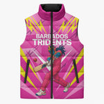 Personalized Barbados Tridents Sleeveless Puffer Jacket Cricket Mascot Dynamic Anime Art