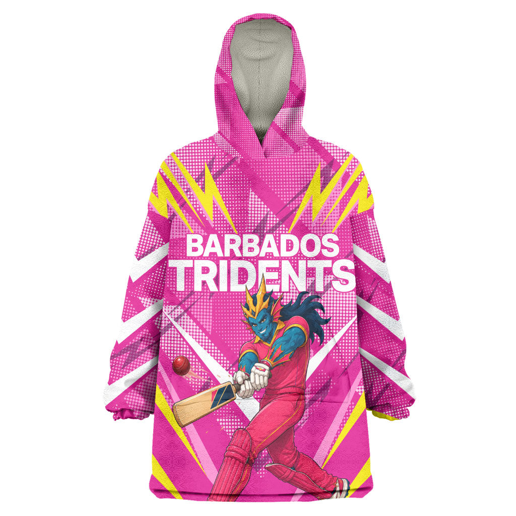 Personalized Barbados Tridents Wearable Blanket Hoodie Cricket Mascot Dynamic Anime Art