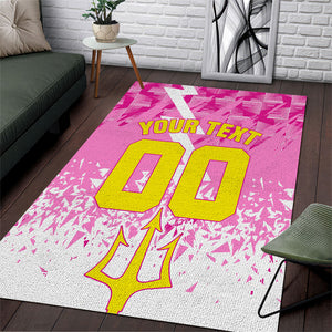 Personalized Barbados Tridents Cricket Area Rug Trident Graphic Splash Pattern Caribbean Sport